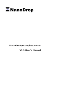 ND-1000 Spectrophotometer V3.3 User`s Manual