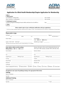 Application for Allied Health Membership/Chapter Application for