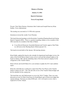 Minutes of Meeting January 21, 2016 Board of Selectmen Town of