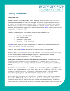 January 2016 Update - Family Medicine for America`s Health