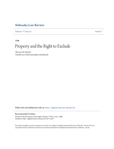 Property and the Right to Exclude - DigitalCommons@University of