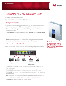 Linksys SPA 2102 ATA Installation Guide - Packet8