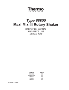Type 65800 Maxi Mix III Rotary Shaker Operation Manual and Parts