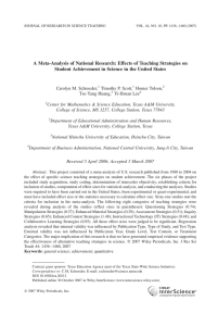 Effects of teaching strategies on student achievement in science in