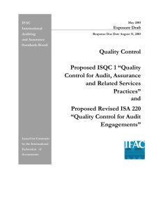 Quality Control Proposed ISQC 1 “Quality Control for Audit