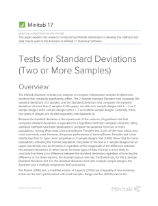 2-Sample Standard Deviation Test in the Assistant
