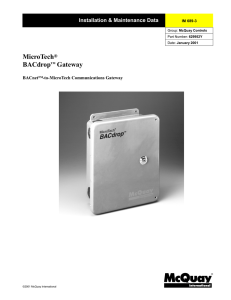 IM 689-3 MicroTech BACdrop Gateway