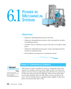 6.1 Power in Mechanical Systems
