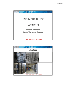 Introduction to HPC Lecture 16 Clusters