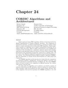 CORDIC Algorithms and Architectures