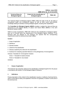 TRBA 450 "Criteria for the classification of biological agents" (PDF