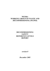 Decommissioning safety reference levels report