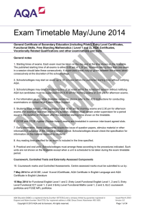 Exam Timetable May/June 2014