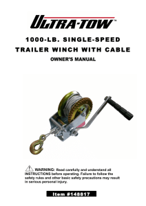 1000-lb. single-speed trailer winch with cable