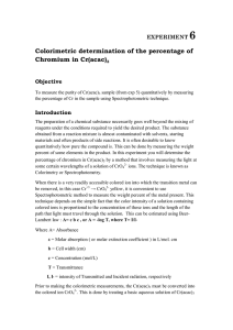 Colorimetric determination of the percentage of Chromium in Cr