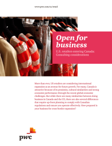 Open for business - US retailers entering Canada: Consulting