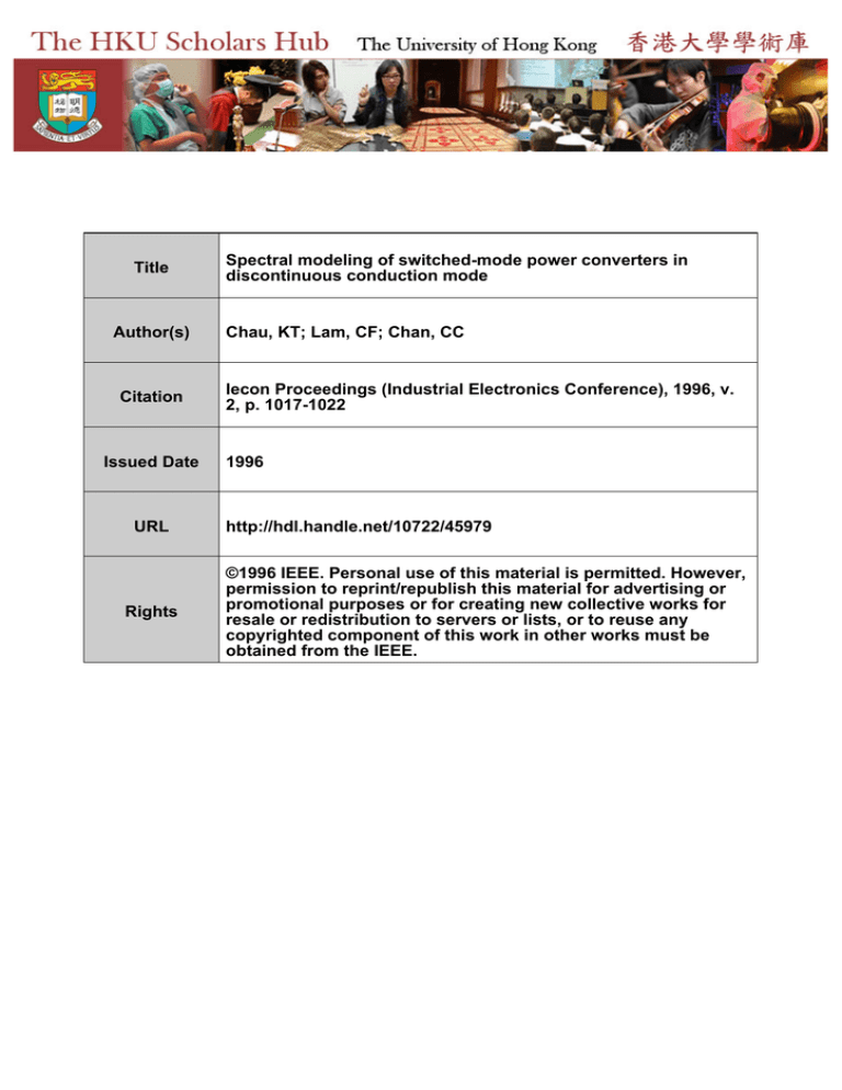 Spectral Modeling of Switched-Mode Power Converters in