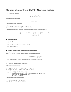 Solution of a nonlinear BVP by Newton`s method