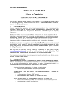 Scheme for Registration GUIDANCE FOR FINAL ASSESSMENT