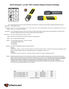 Streamlight 4AA ProPolymer Lux Div 2 LED Flashlight Info Sheet