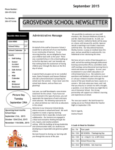 Grosvenor School September 2015 Newsletter.pub
