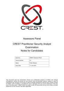 Assessors Panel CREST Practitioner Security Analyst Examination