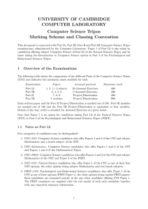 Computer Science Tripos Marking Scheme and Classing Convention