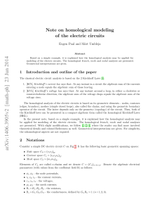 Note on homological modeling of the electric circuits