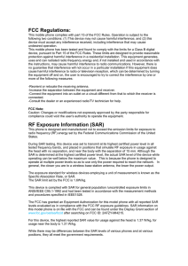 FCC Regulations: RF Exposure Information (SAR)