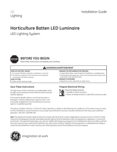 Installation Guide – Horticulture Batten LED Luminaire