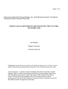 Draft: 3/31 CROSS-TALK IN MOVEMENTS: RECONCEIVING THE