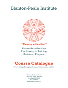 Psychoanalytic Training Course Catalog - Blanton
