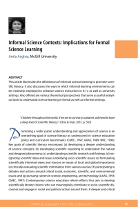 Informal Science Contexts: Implications for Formal Science Learning