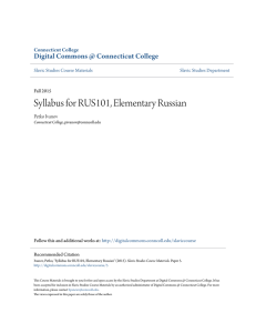 Syllabus for RUS101, Elementary Russian