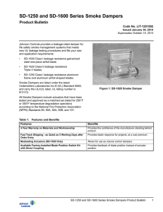 SD-1250 and SD-1600 Series Smoke Dampers Product Bulletin
