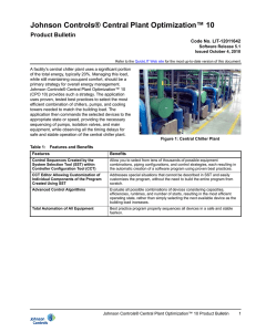 Johnson Controls® Central Plant Optimization™ 10 Product Bulletin