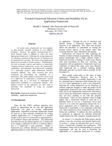 Towards Framework Selection Criteria and Suitability for an