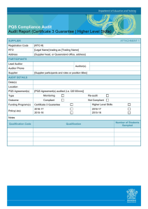 PQS Compliance Audit - Audit Report (Certificate 3 Guarantee