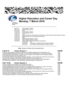 Higher Education and Career Day Monday, 7 March 2016