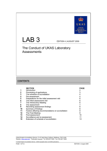The Conduct of UKAS Laboratory Assessments