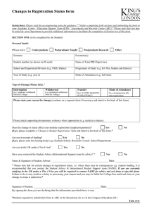 Changes to Registration Status form - KEATS