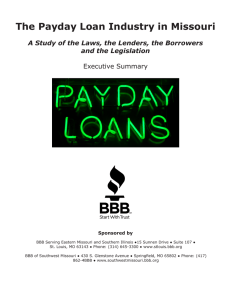 The Payday Loan Industry in Missouri