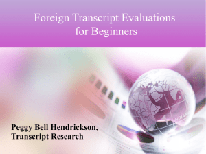 Foreign Transcript Evaluations for Beginners