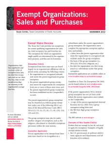 Exempt Organizations: Sales and Purchases - Texas 4-H