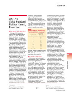 OSHA`s Noise Standard Defines Hazard, Protection