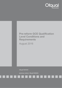 Pre-reform GCE Qualification Level Conditions and