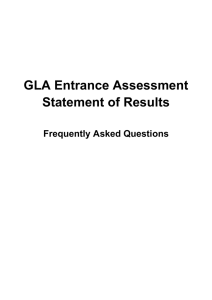 GLA Entrance Assessment Statement of Results