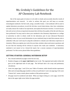 Ms. Grobsky`s Guidelines for the AP Chemistry Lab Notebook