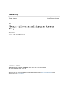 Physics 142 Electricity and Magnetism Summer 2015