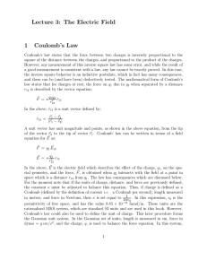 Lecture 3: The Electric Field 1 Coulomb`s Law